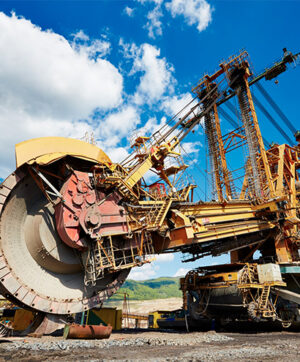 Heavy yellow equipment is used for construction